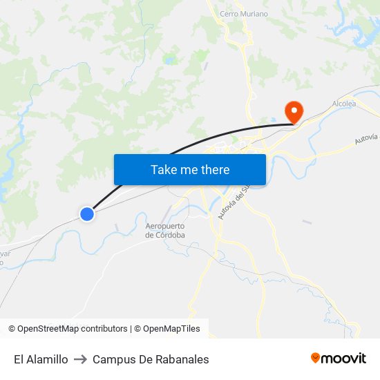 El Alamillo to Campus De Rabanales map