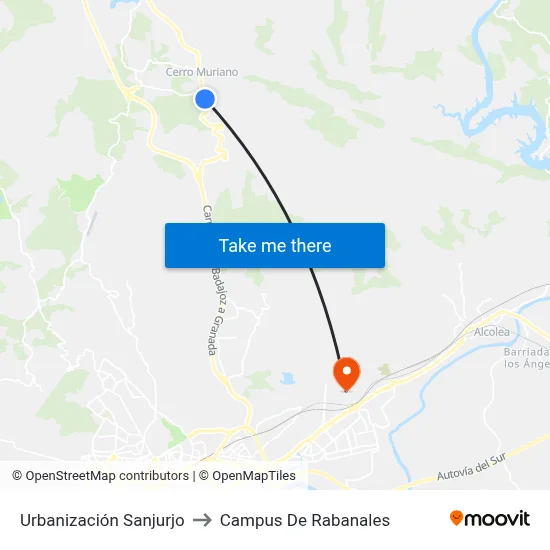 Urbanización Sanjurjo to Campus De Rabanales map