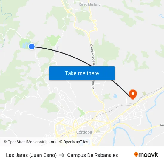 Las Jaras (Juan Cano) to Campus De Rabanales map