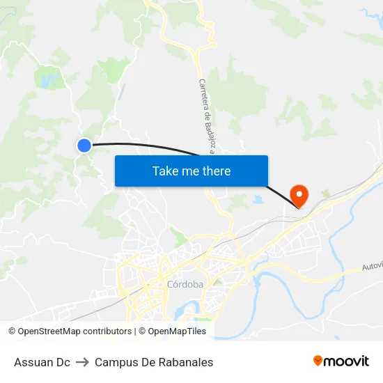 Assuan Dc to Campus De Rabanales map