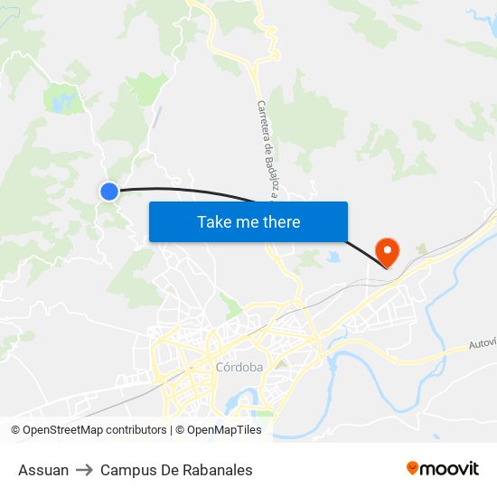 Assuan to Campus De Rabanales map
