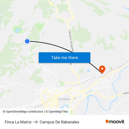 Finca La Matriz to Campus De Rabanales map