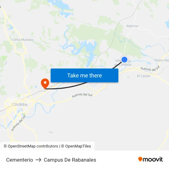 Cementerio to Campus De Rabanales map
