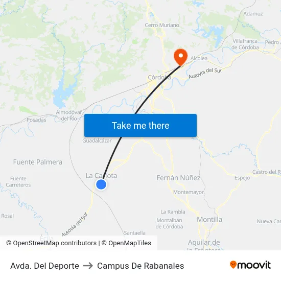 Avda. Del Deporte to Campus De Rabanales map
