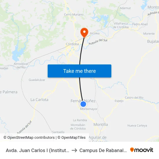 Avda. Juan Carlos I  (Instituto) to Campus De Rabanales map