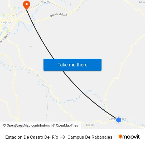 Estación De Castro Del Río to Campus De Rabanales map