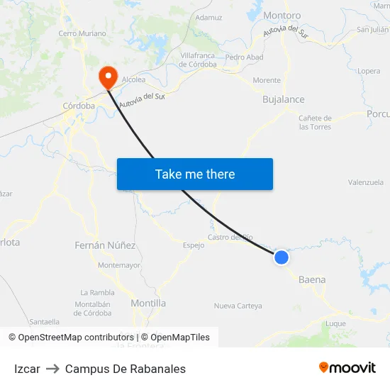 Izcar to Campus De Rabanales map