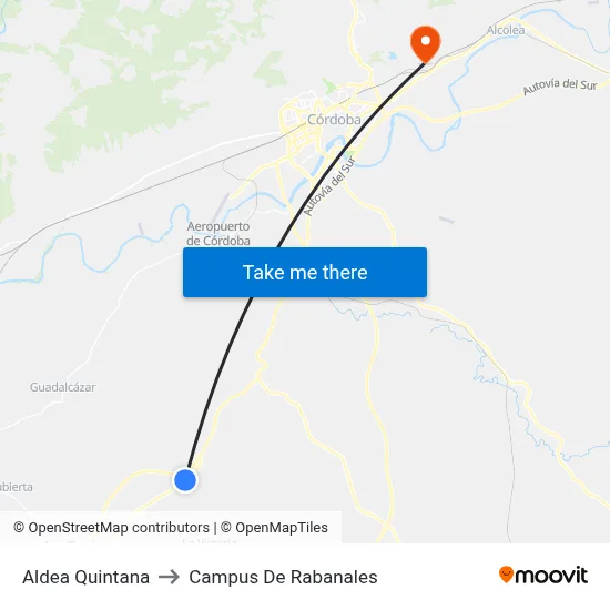 Aldea Quintana to Campus De Rabanales map