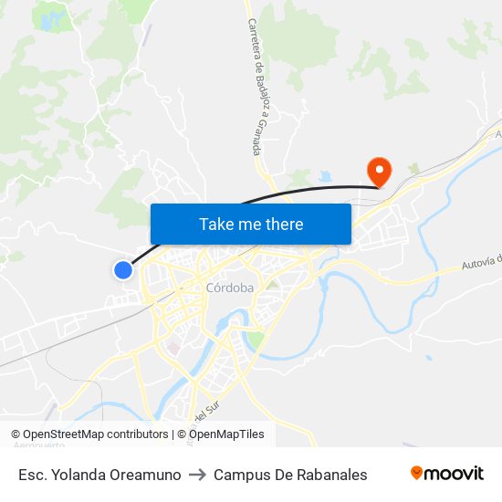Esc. Yolanda Oreamuno to Campus De Rabanales map