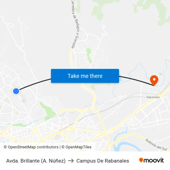 Avda. Brillante (A. Núñez) to Campus De Rabanales map