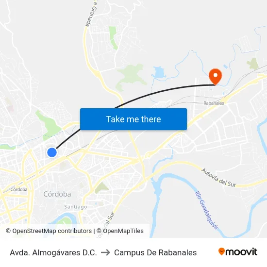Avda. Almogávares D.C. to Campus De Rabanales map