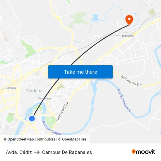 Avda. Cádiz to Campus De Rabanales map