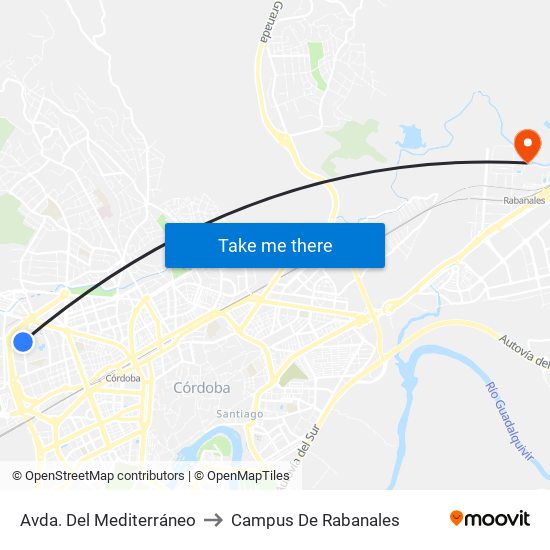 Avda. Del Mediterráneo to Campus De Rabanales map