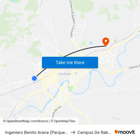 Ingeniero Benito Arana (Parque Azahara) to Campus De Rabanales map