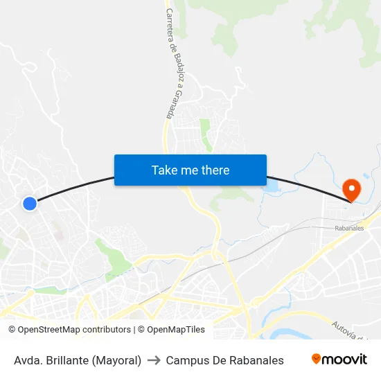 Avda. Brillante (Mayoral) to Campus De Rabanales map
