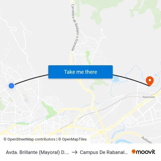 Avda. Brillante (Mayoral) D.C. to Campus De Rabanales map