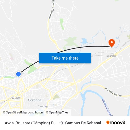 Avda. Brillante (Cámping) D.C. to Campus De Rabanales map