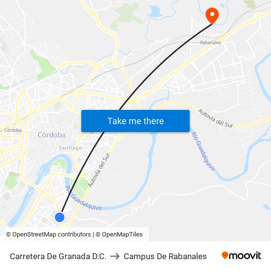 Carretera De Granada D.C. to Campus De Rabanales map