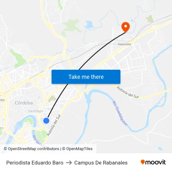 Periodista Eduardo Baro to Campus De Rabanales map