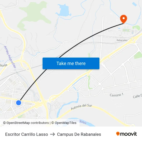 Escritor Carrillo Lasso to Campus De Rabanales map