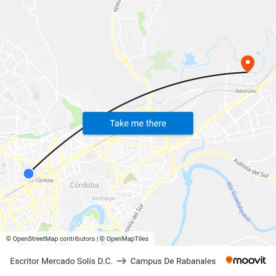 Escritor Mercado Solís D.C. to Campus De Rabanales map