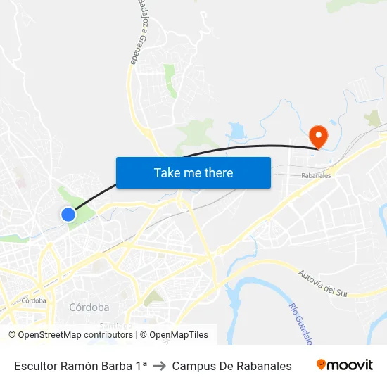 Escultor Ramón Barba 1ª to Campus De Rabanales map