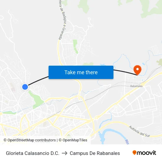 Glorieta Calasancio D.C. to Campus De Rabanales map