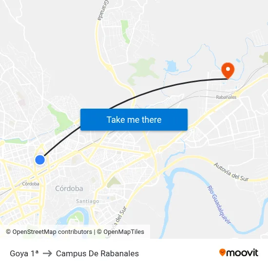 Goya 1ª to Campus De Rabanales map