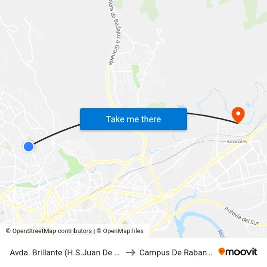 Avda. Brillante (H.S.Juan De Dios) to Campus De Rabanales map
