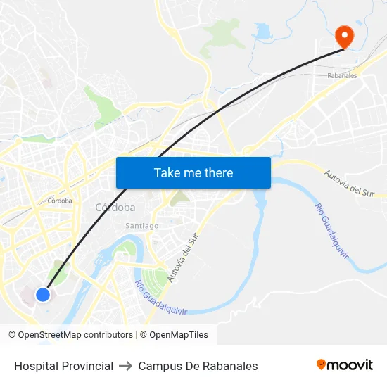 Hospital Provincial to Campus De Rabanales map