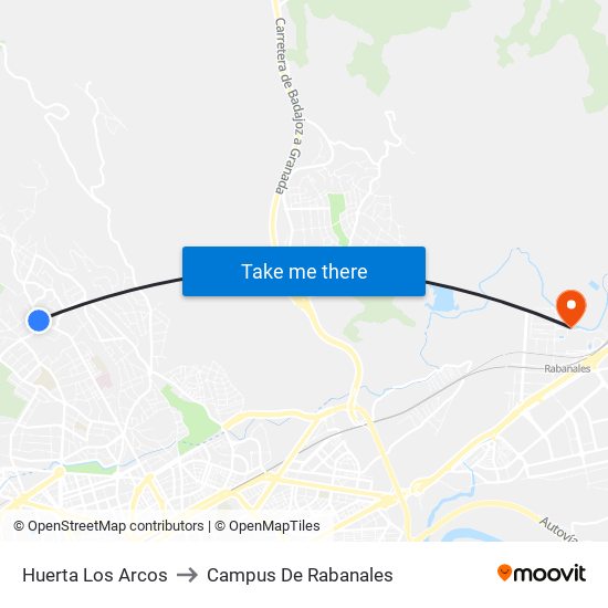 Huerta Los Arcos to Campus De Rabanales map