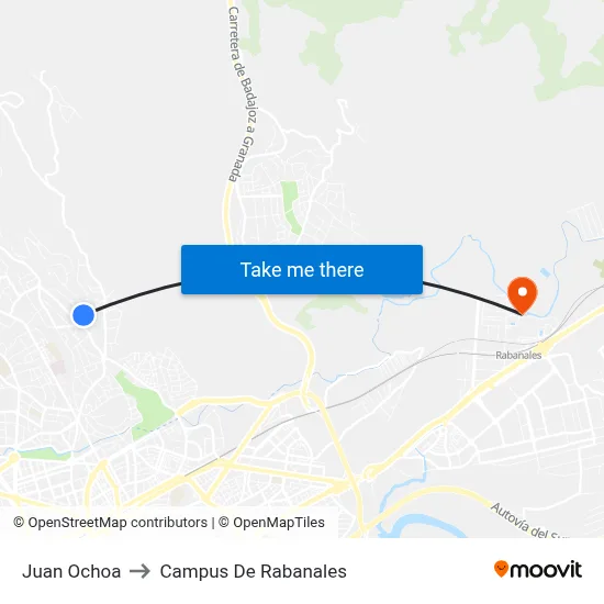 Juan Ochoa to Campus De Rabanales map