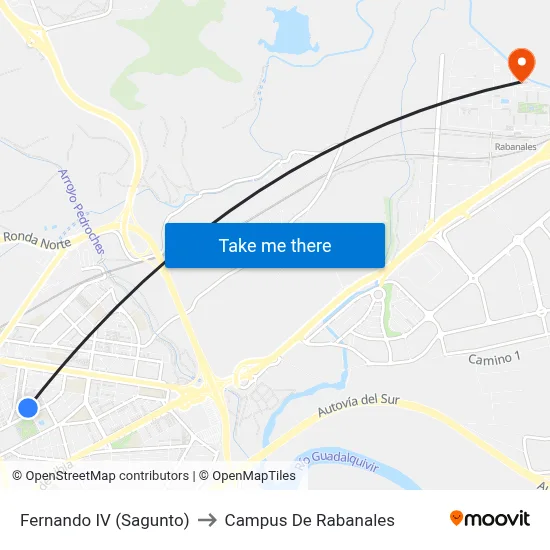 Fernando IV (Sagunto) to Campus De Rabanales map