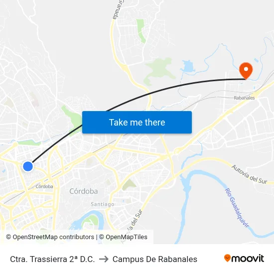 Ctra. Trassierra 2ª D.C. to Campus De Rabanales map