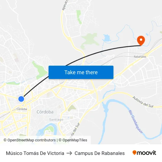 Músico Tomás De Victoria to Campus De Rabanales map