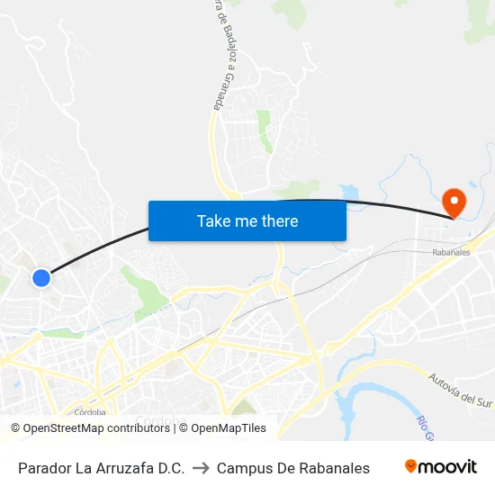 Parador La Arruzafa D.C. to Campus De Rabanales map