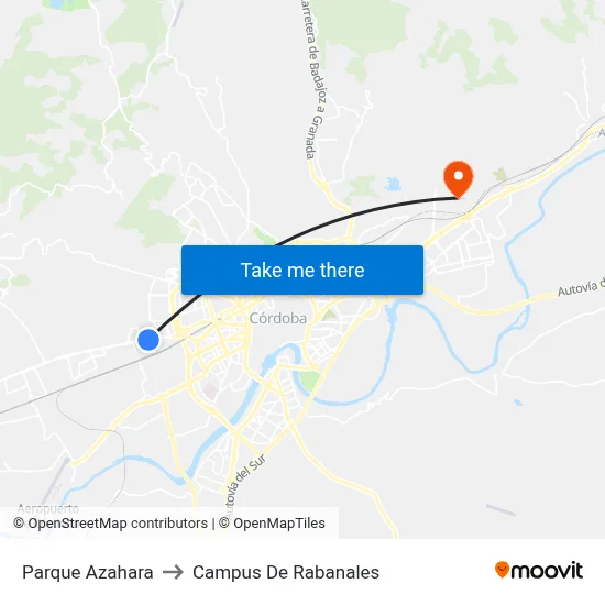 Parque Azahara to Campus De Rabanales map