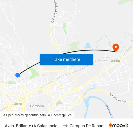 Avda. Brillante (A.Calasancio) D.C. to Campus De Rabanales map