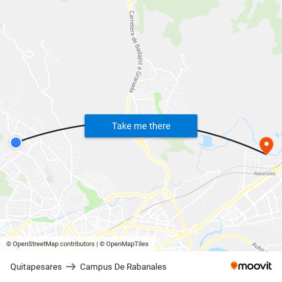 Quitapesares to Campus De Rabanales map