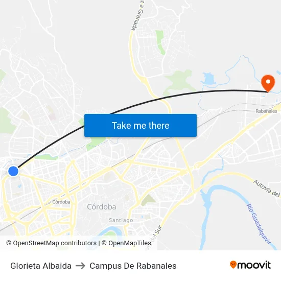 Glorieta Albaida to Campus De Rabanales map