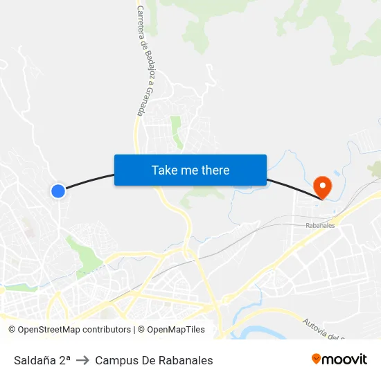 Saldaña 2ª to Campus De Rabanales map