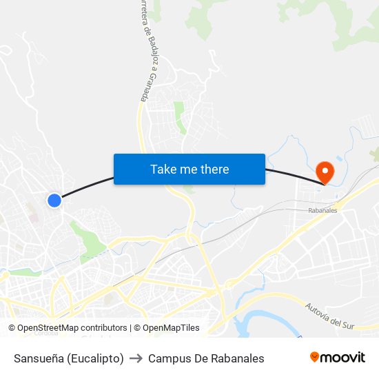 Sansueña (Eucalipto) to Campus De Rabanales map