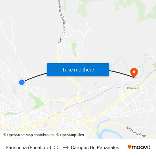 Sansueña (Eucalipto) D.C. to Campus De Rabanales map