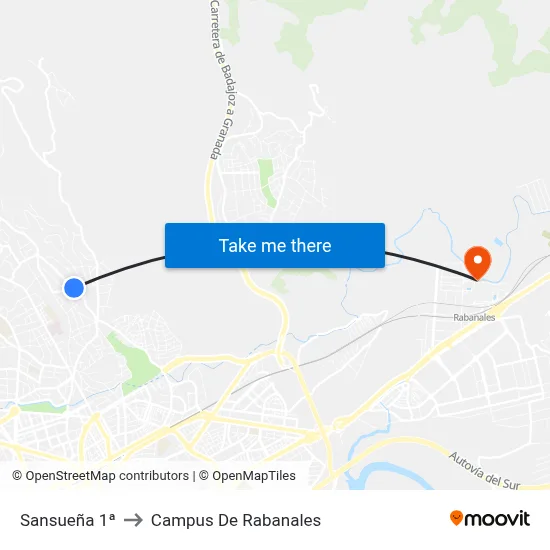 Sansueña 1ª to Campus De Rabanales map