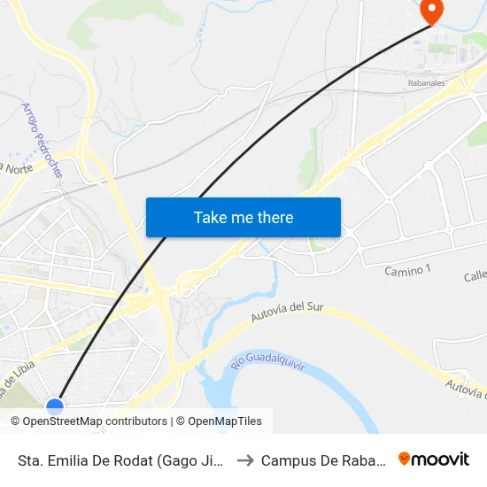 Sta. Emilia De Rodat (Gago Jiménez) to Campus De Rabanales map