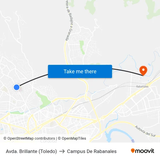 Avda. Brillante (Toledo) to Campus De Rabanales map