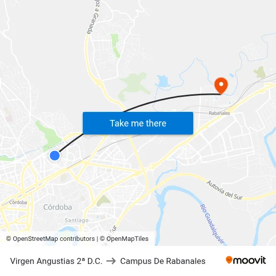 Virgen Angustias 2ª D.C. to Campus De Rabanales map
