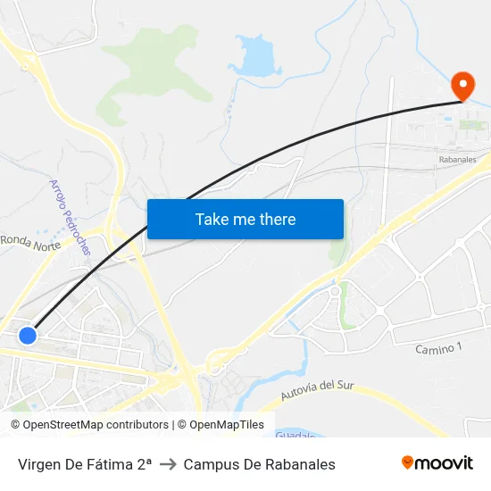 Virgen De Fátima 2ª to Campus De Rabanales map