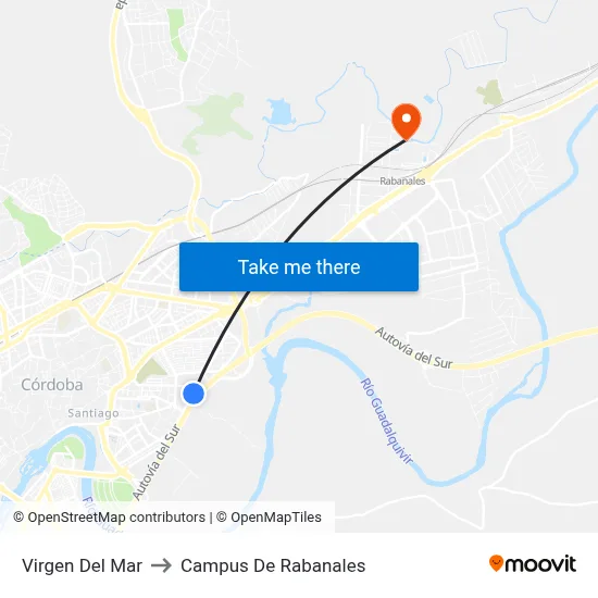 Virgen Del Mar to Campus De Rabanales map