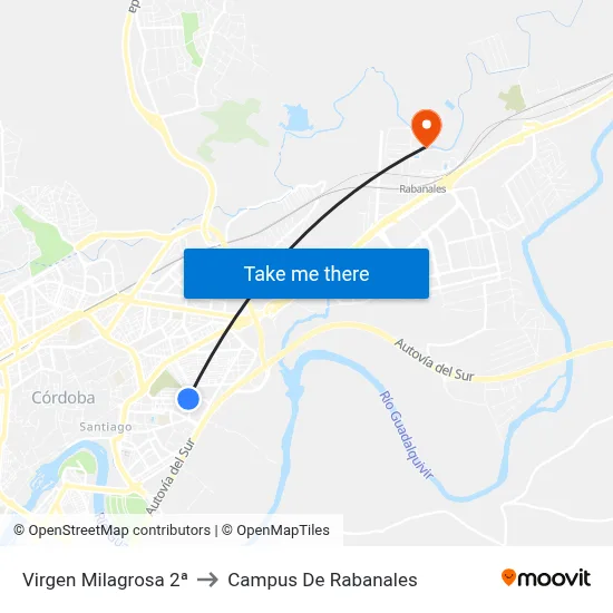 Virgen Milagrosa 2ª to Campus De Rabanales map